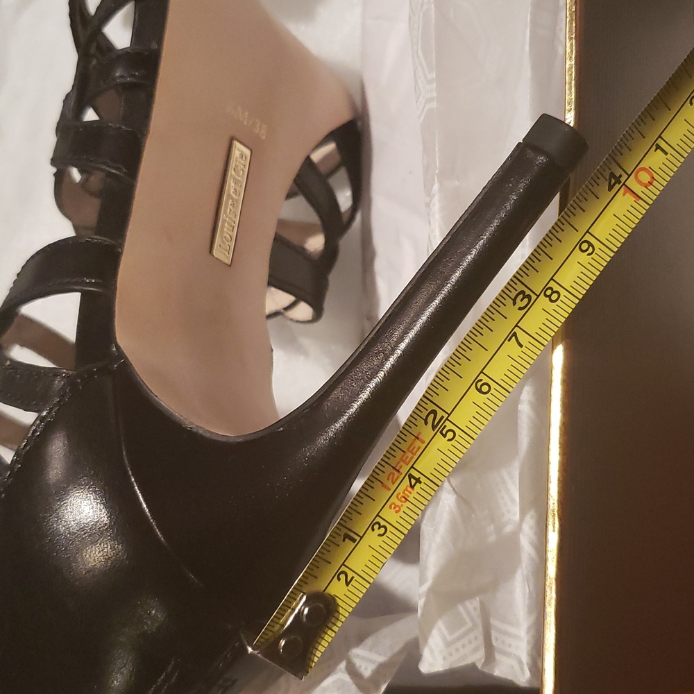 Louise et Cie New Sandals Leather Strappy Stilettos Heels BLACK Women's Sz 8 - Picture 13 of 16